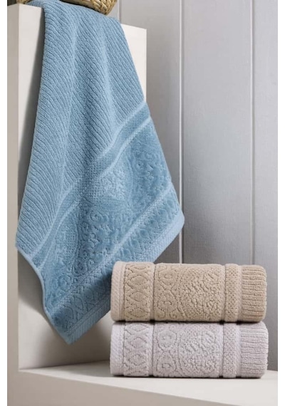 Loft %100 Pamuk Jakarlı Lüks Banyo Havlusu Yüksek Emici Yumuşak Doku 50x90 Cm Çok Renkli