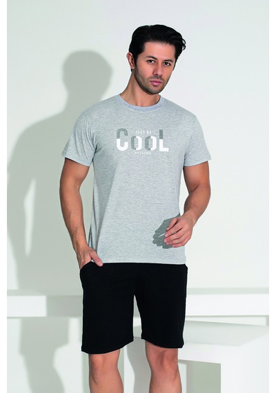 Remsa Erkek Şort Tshirt Pijama Takımı 25252 Gri Gri02