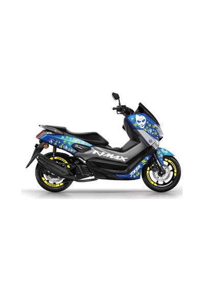 Yamaha N-Max Joker Desenli Neon Sarı-Beyaz Takım Sticker Etiket M