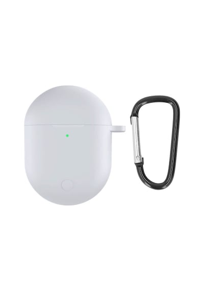 Koodmax Xiaomi Redmi Buds 3 Pro / Airdots 3 Pro Uyumlu Silikon Kılıf + Metal Kopça - Beyaz