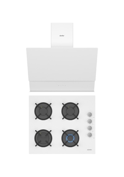 Simfer QS Beyaz 2'li Cam Ankastre Set (3507 Ocak + 8704 Davlumbaz)