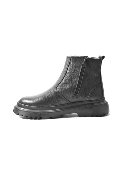 Onlo Ayakkabı K.910 Hakiki Deri Siyah Kürklü Casual Erkek Bot Siyah