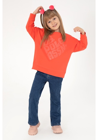 U.S. Polo Assn. Kız Çocuk Nar Çiçeği Bisiklet Yaka Sweatshirt 50296378-VR239