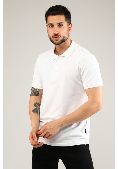 Uniprom Polo Yaka Tişört %100 Pamuk Beyaz Erkek Beyaz