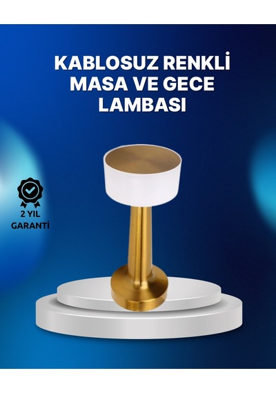 Kablosuz Dokunmatik Masa Lambası Şık Modern Metal Gövde, Usb Şarjlı Altın