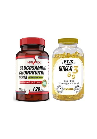 Nevfix Glucosamine Msm 120 Tablet & Flx Omega 3-6-9 90 Tablet