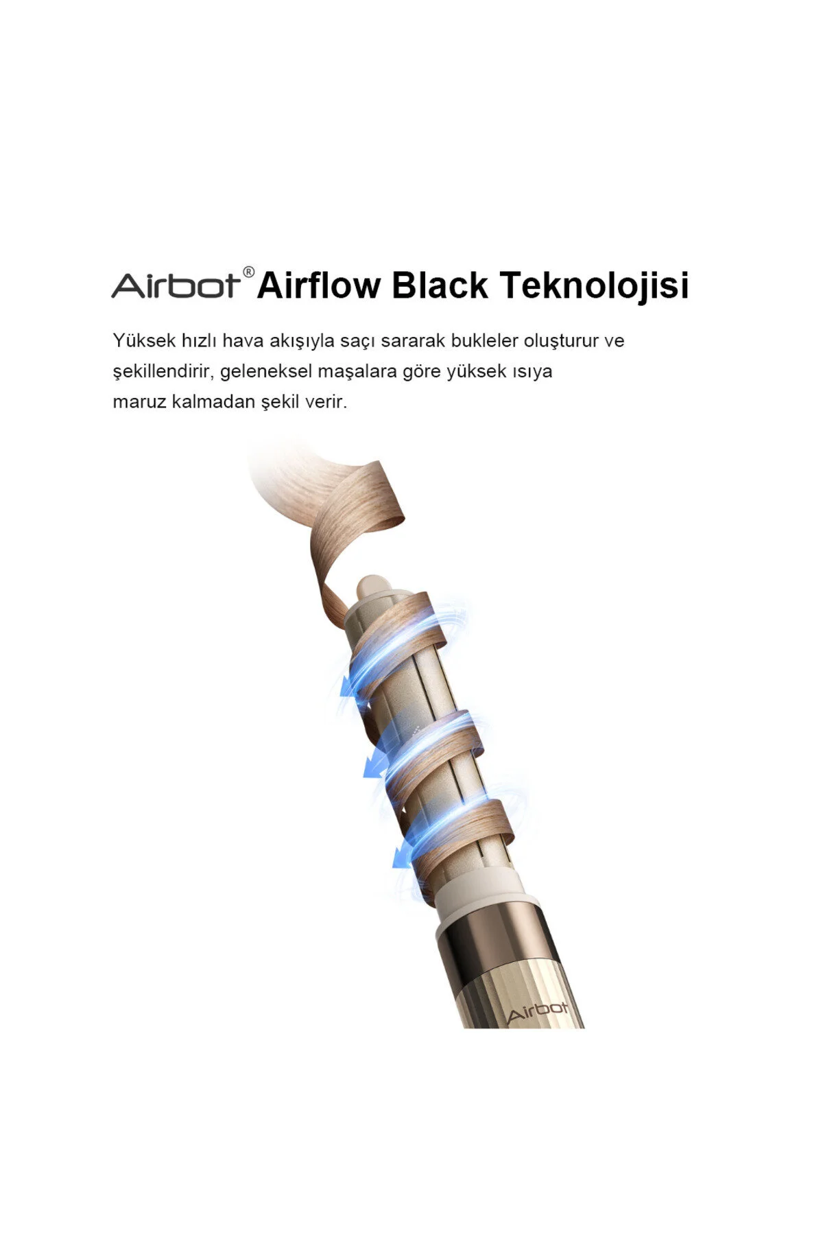 Airbot 6 In 1 Aria Hyperstyler Hava Üflemeli Saç Şekillendirici Set Altın