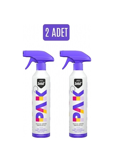 Selsil Pak 500 Ml X2 Mucize Köpük Temizleyici Sprey Yağ Sökücü Yüzey Temizleyici
