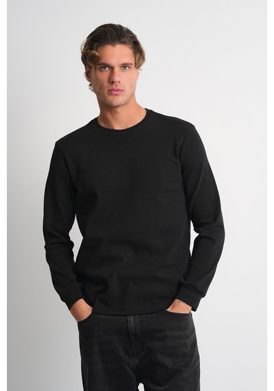 Alexander Gardi Alexandergardı Uzun Kollu Bisiklet Yaka Basic Sweatshirt Siyah