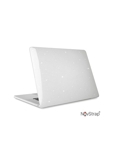 Novstrap Apple Macbook Air 15 İnç A2941 İle Uyumlu Kristal Parlak Simli Kılıf Sert Glitter Şeffaf