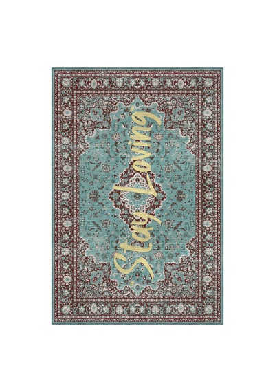 Lucca 400 Turkuaz Mavi Vintage Halı Eskitme Modern Yazılı Halı Ince Kilim Halı Ev Oda Salon Halısı Renkli A
