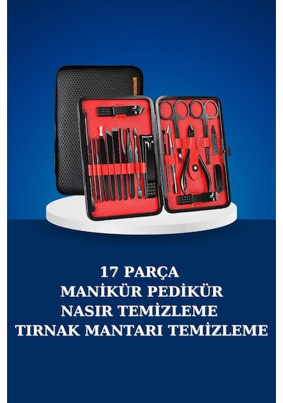 17 Parça Manikür Seti Taşınabilir Özel Çantalı El Ve Ayak Bakımı Tırnak Batığı Temizleme 12138348