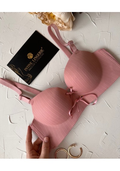 Jennifer Balensiz Push-up Destekli Lazer Kesim Dikişsiz Önden Bağ Gül Kurusu