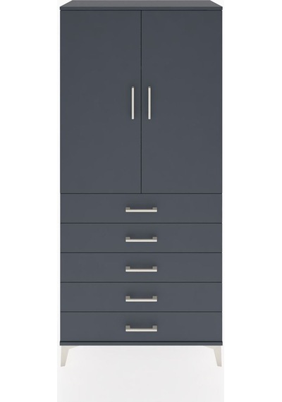 Hyperion Dolap 3 Raflı 5 Çekmeceli 2 Kapaklı 88x44x195 Antras... Antrasit