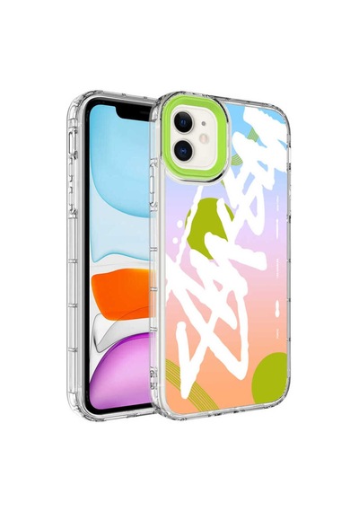 Apple iPhone Uyumlu 11 Kamera Korumalı Renkli Desenli Sert Silikon Veys Korn Kılıf no2
