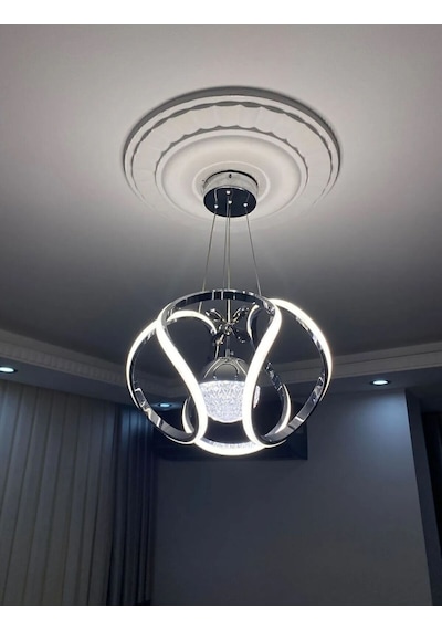 Lx Avize Krom Ledli Modern Şık Krom