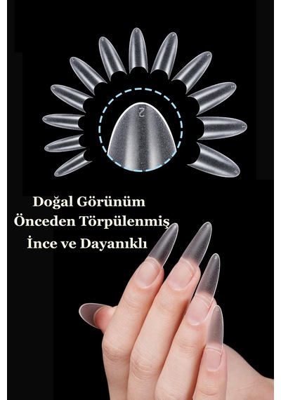 Protez Tırnak 500'lü Jel Orta Oval Yarım Ay Tips Yarımay Beyaz