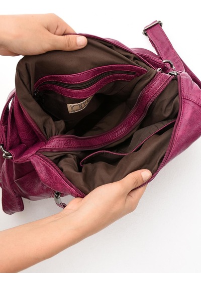 571 Collections Suni Deri Yumuşak Dokumalı Sırt Omuz Çantası Mor Model: 571-11-13b - Mor