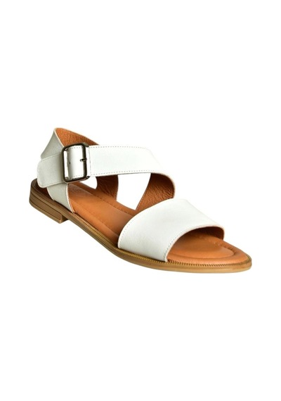 Fox Shoes U944150303 Beyaz Kalın Bantlı Hakiki Deri Kadın Sandalet Beyaz-hakiki Deri