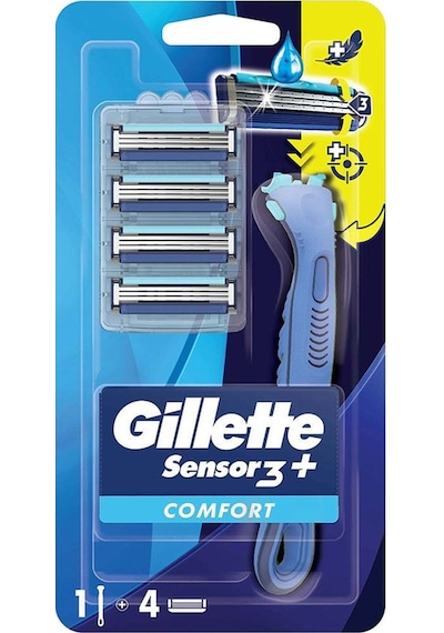 Gillette Sensor3+ Comfort 4'lü Yedek Bıçağı Başlıklı Tıraş Makinesi