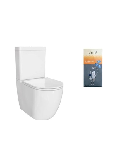 VitrA S55 Round Dtd Kanalsız Takım Klozet, Rezervuar, Dp Kapak, İç Takım Beyaz