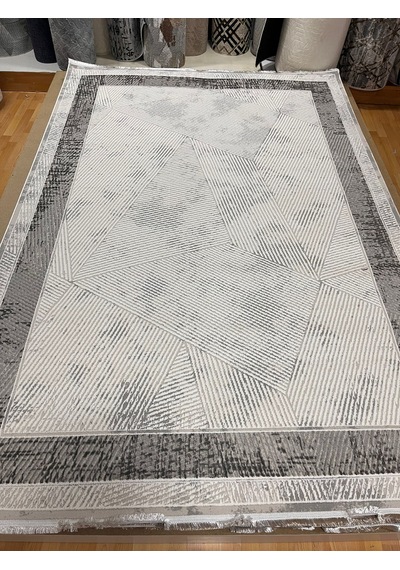 Bertuğ Halı Ada Serisi 010 Salon Oturma Odası Halısı 6m2 200x290 Beyaz -  Gri