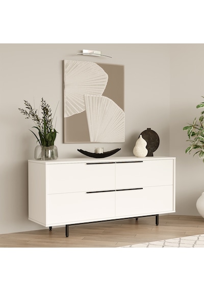 Robin Home Lidya Konsol 4 Kapaklı Metal Ayaklı 160cm Beyaz