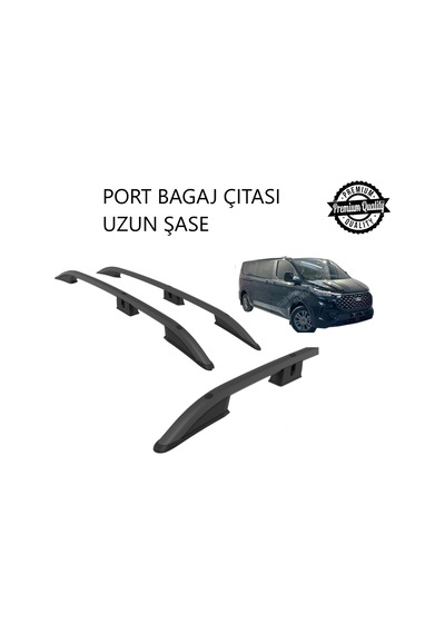 E - Transit Custom Elektirikli Uzun Şase 2025 2026 2027 Portbagaj Tavan Çıtası Siyah