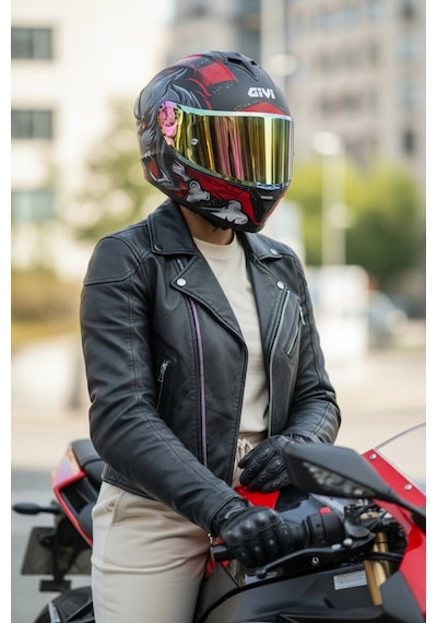 Gıvı 50.x Wıld Mat Kırmızı  1 Renkli 1 Şeffaf Vizörlü Motosiklet Kask İridyum Vizör + Şeffaf