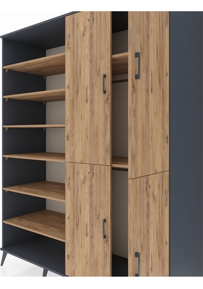 Kronos Gardrop 8 Raflı 4 Kapaklı 2 Askılı 176x59x221 Antrasit-çam Çam Kronos Gardrop 8 Raflı 4 Kapaklı 2 Askılı 176x59x221 Antrasit-çam Çam