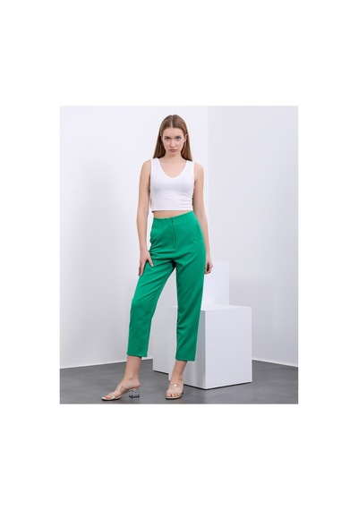 Winmoda34 Kadın Pensli Havuç Kumaş Pantolon Yeşil