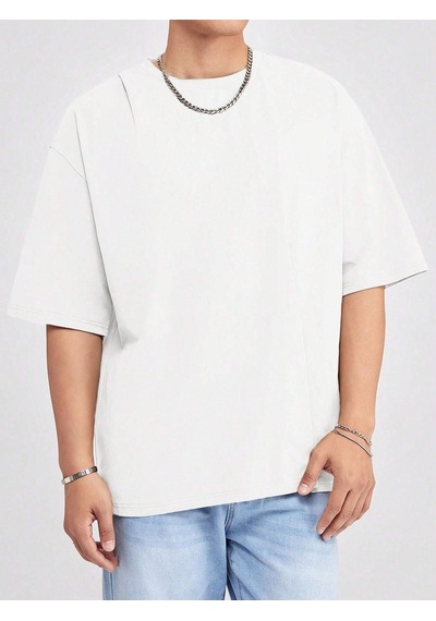 Basic Süprem T-shirt - Beyaz Oversize Bisiklet Yaka Tişört Beyaz-78306 Basic Süprem T-shirt - Beyaz Oversize Bisiklet Yaka Tişört Beyaz-78306