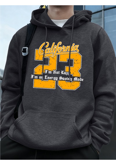 Startmore Startmorekaliforniya 23 Mektup Baskı Hoodie Erkek Kış Polar Sıcak Kazak Koşu Cep Kazak Sportif Gevşek Antrasit