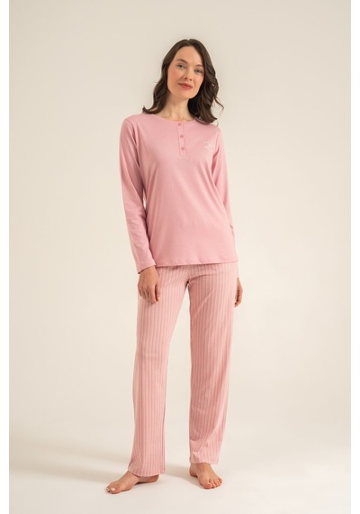 Pierre Cardin Kadın Sweet Sunday Pembe Uzun Kol Pijama Takım Pc9295-s-v1 Pc9295-s-v1