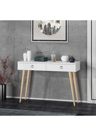 Dekorosso Arden Ahşap Ayaklı Modern Dekoratif Dresuar Beyaz  100Cm Beyaz