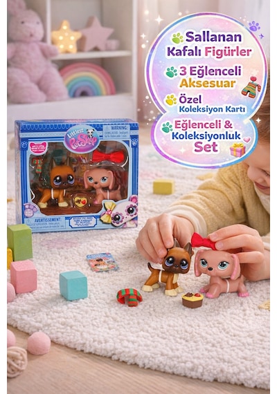 Littlest Pet Shop Minişler 2 Li Figür Seti S4 Danua Köpek Dakhund Köpek Koleksiyon Oyuncak