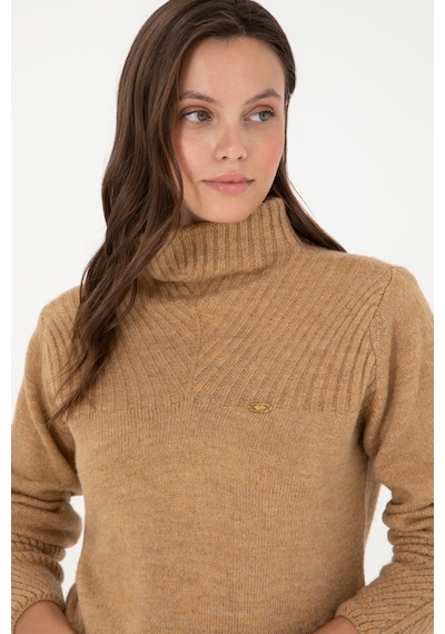 U.S. Polo Assn. Kadın Camel Balıkçı Yaka Kazak 50294257-VR015