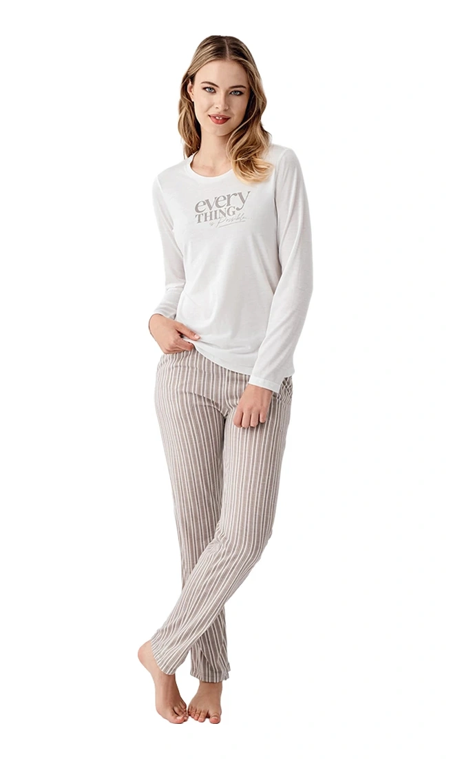 Arnetta Ar3424-s Kadın Kışlık İkili Pijama Takım Beyaz