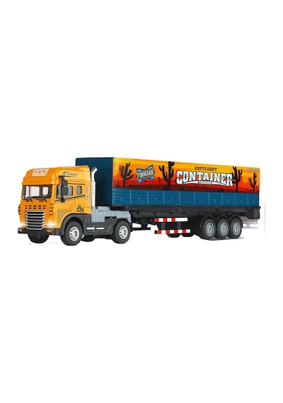 Metal Kabin Işıklı Sesli Konteyner Tır Oyuncağı - 38 Cm Büyük Boy Çek Bırak Kamyon