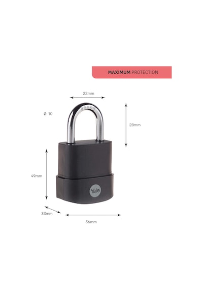 Yale Y227b/55/126/1-55mm Protector Zor Hava Şartlarına Dayanıklı Asma Kilit - Maksimum Koruma - Boron Halka - Çift Kilitleme - 3 Anahtar