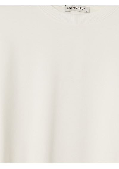 Lcw Modest Beyaz Oversize Kadın Sweatshirt Tunik