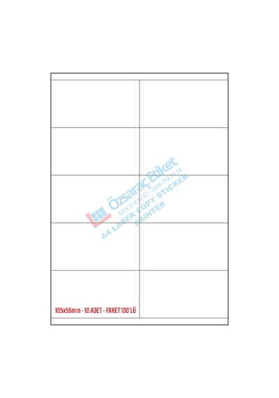 105MM 57MM A4 Laser Etiket