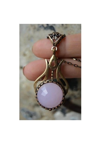 Stoneage Pembe Kuvars Bronz Bayan Kolye Diğer
