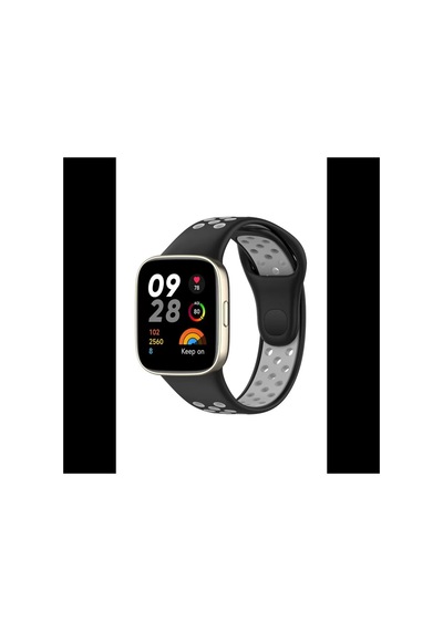 Watch 3 Spor Delikli Kordon - Siyah-gri Bz8683140603816