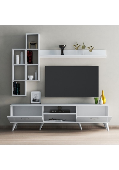 Mega 180 Lik Kitaplıklı Raflı Tv Ünitesi Beyaz - Tvu0301 Mega 180 Lik Kitaplıklı Raflı Tv Ünitesi Beyaz - Tvu0301