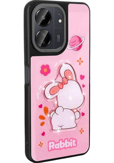 Xiaomi Poco C65 Kılıf Parlayan Kabartmalı İkonik Figürlü Zore Amas Silikon Kapak Siyah