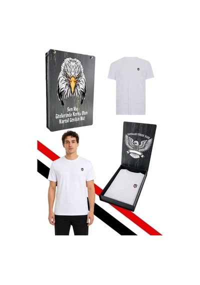 Beşiktaş Lisanslı Beyaz T-shirt Uv Kutu Beyaz Uv