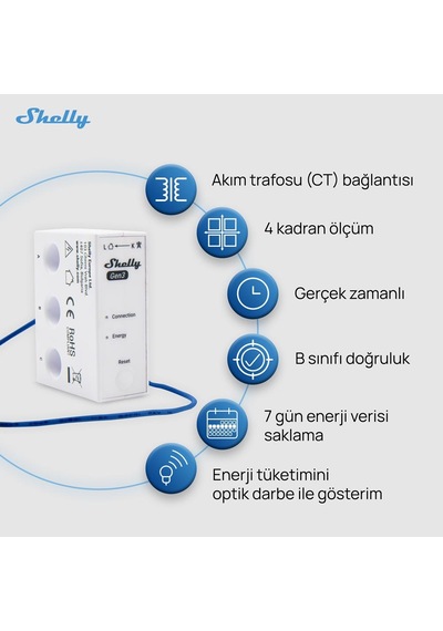 Shelly 3em-63t Gen3 Akıllı 3 Faz Enerji Ölçer