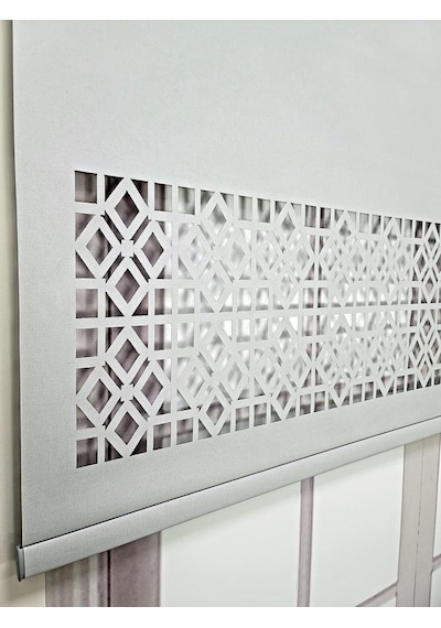 Stor Perde Desenli Lazer Kesim Kalın Kumaşlı Ml104 Gri
