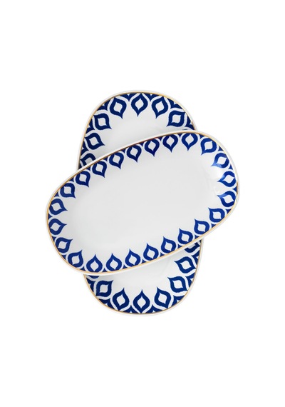 Zm Decor Damla Mavili Kayık Kase 35 Cm